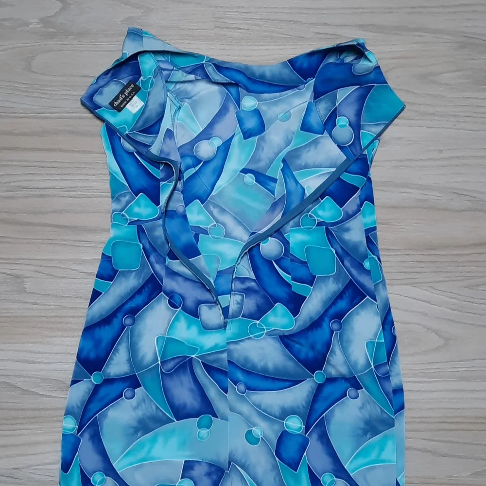 Chad's Place vintage blue fun print dress size 12 - Picture 5 of 6